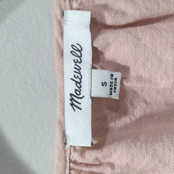 Madewell Linen Blend Lorelei Small Mini Dress Pink V-neck Tiered Summer Boho - Picture 5 of 7